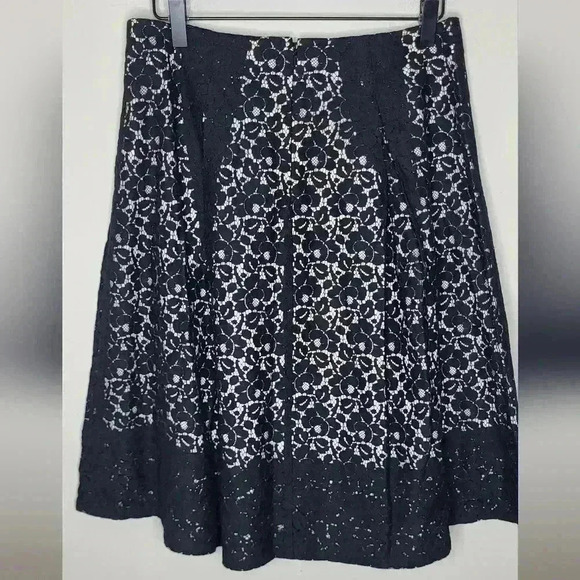Talbots NWT New Womens Black White Lace A Line Skirt Size 4 - Picture 6 of 10